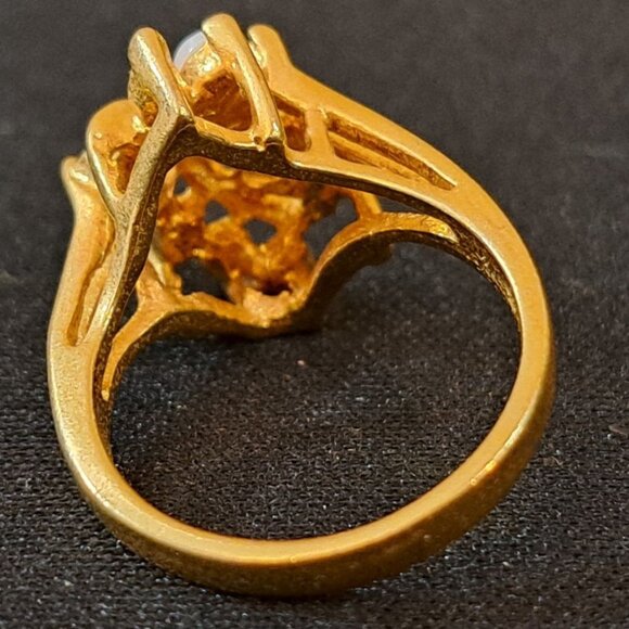 Vintage UNCAS Gold-Plated Ring With White Stones & Rhinestones Size 6.5 - Picture 3 of 6